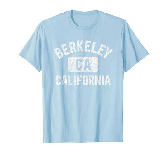 Berkeley California Gym Style Pink w Distressed White Print T-Shirt