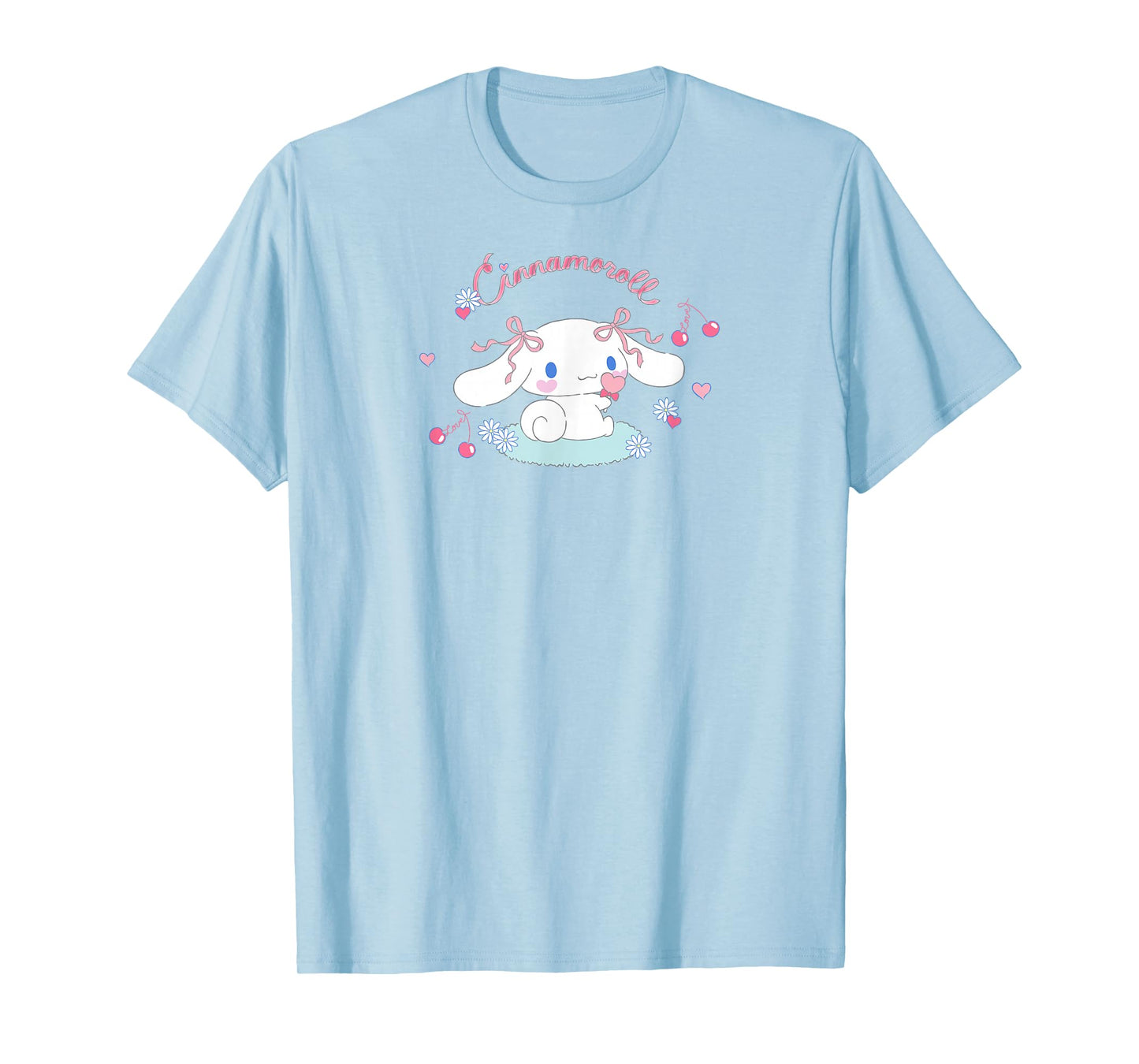 SANRIO Cinnamoroll Cherry Love Unisex T-Shirt, White, Small, Short Sleeve, Classic Fit, All Seasons