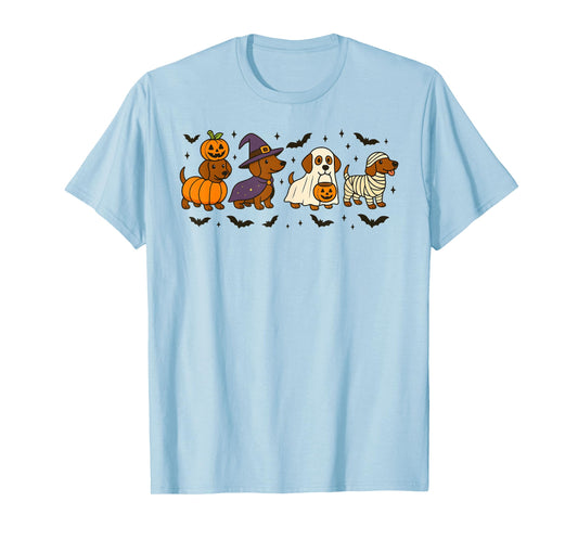Dachshund Dog Witch Happy Halloweenie Spooky Season T-Shirt