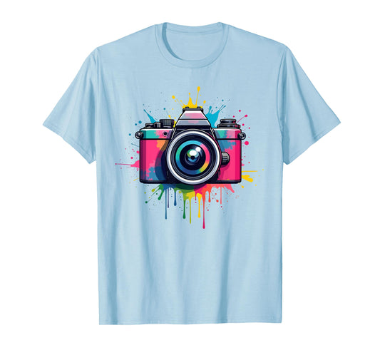 Colorful Dripping Camera Vintage Photography Artistic Art T-Shirt