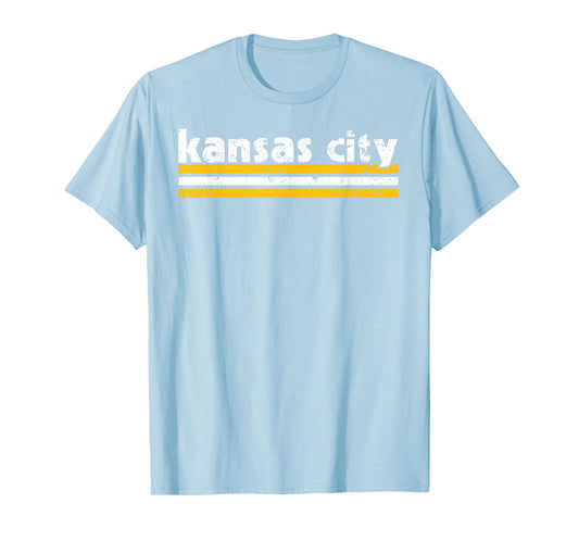 KC Tee Kansas City Retro Vintage Distressed 3 Stripes RED KC T-Shirt