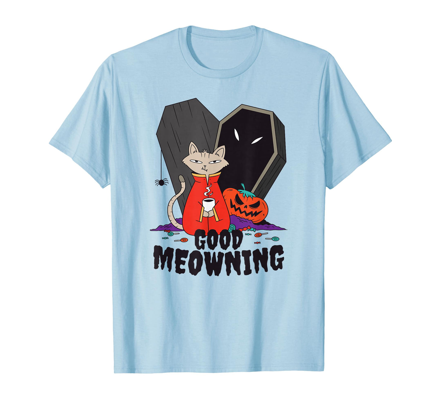 Good Meowning Vampire Halloween Cat T-Shirt