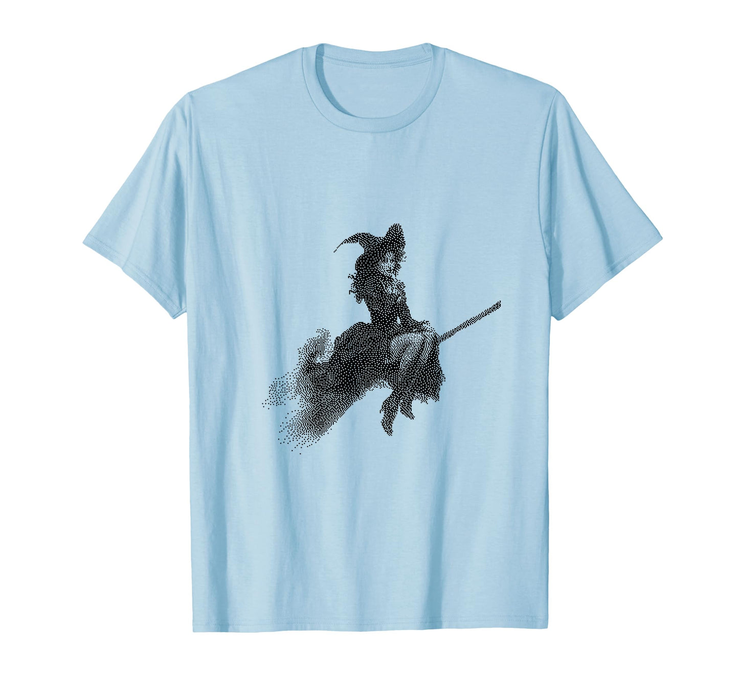 Spooky Witch Riding Broom Halloween Art T-Shirt