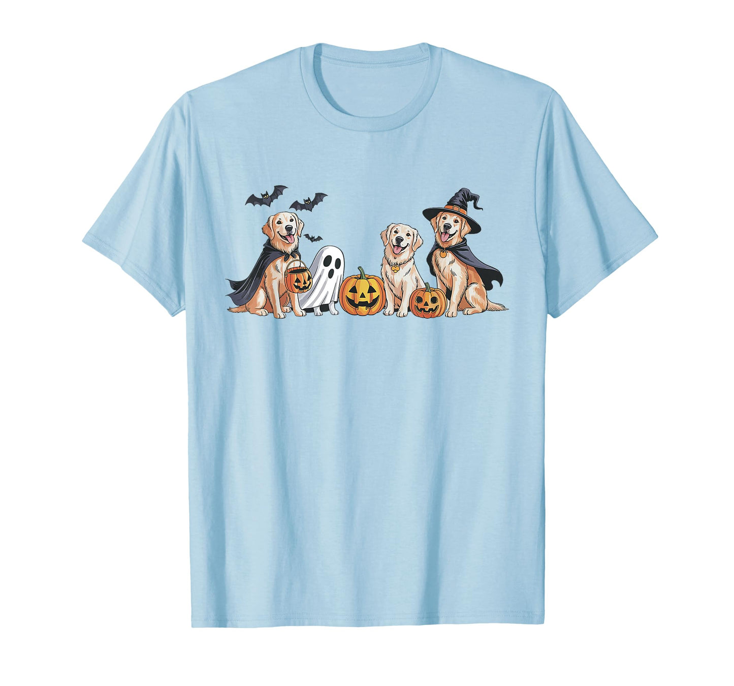 Retro Golden Retriever Dogs Ghost Boo Witch Funny Halloween T-Shirt