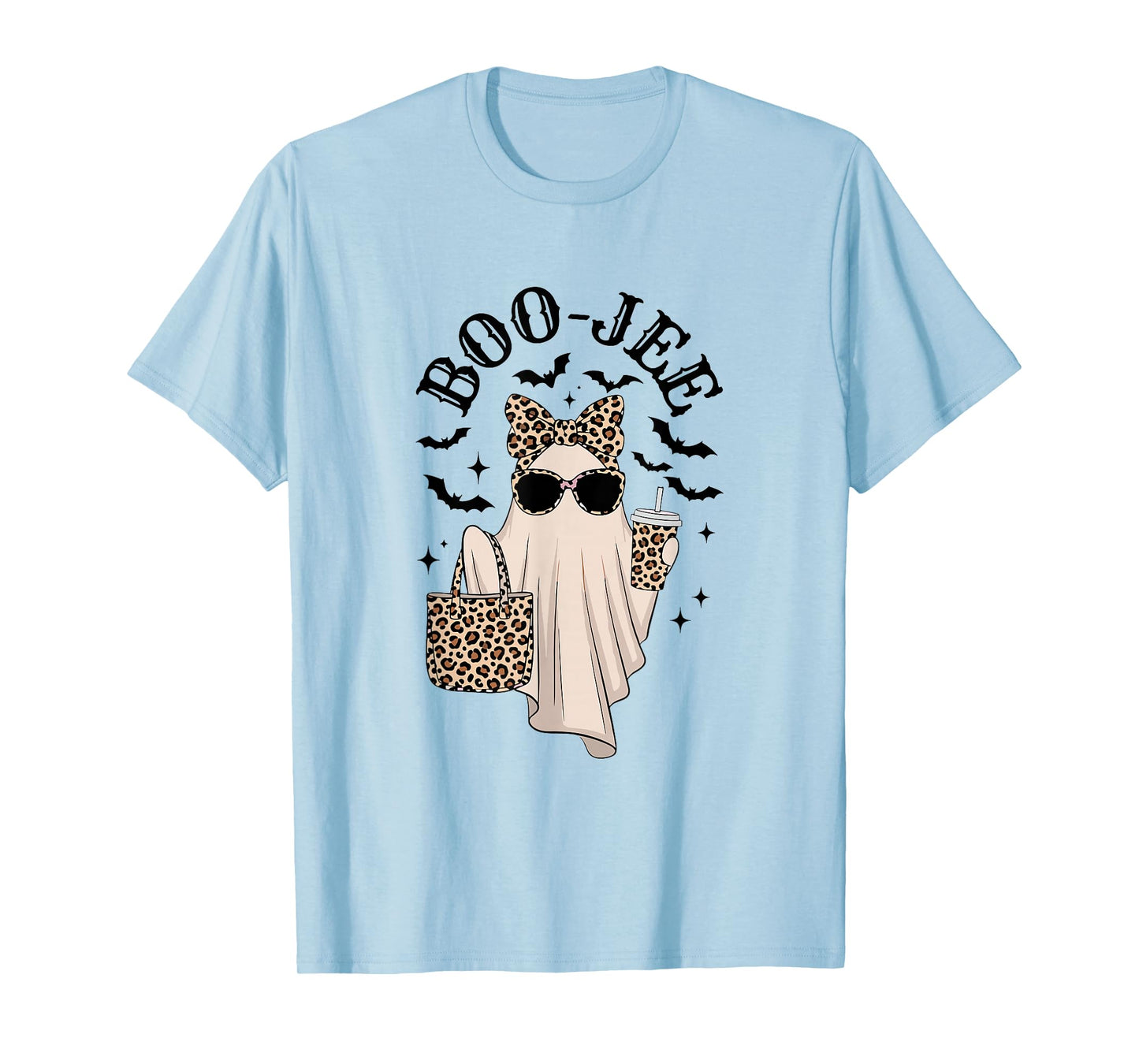 Coquette Leopard Ghost Coffee Boo-JEE Halloween Boujee Ghost T-Shirt