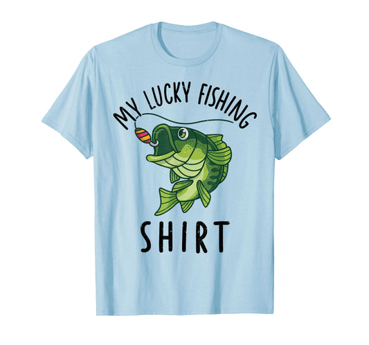 Kids My Lucky Fishing-Shirt Boys Large Mouth Bass Dad Funny T-Shirt