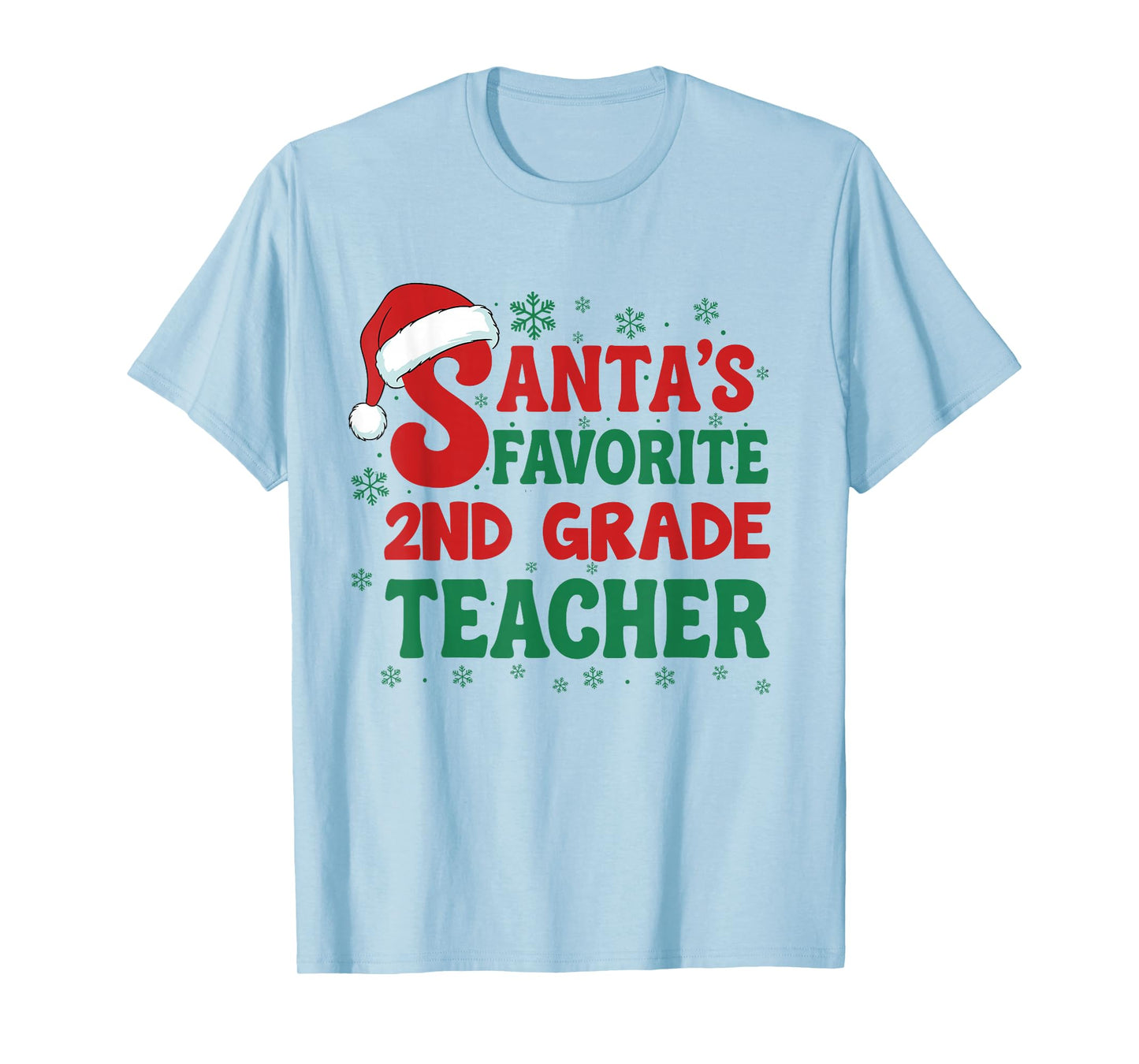Santa's Favorite 2nd Grade Teacher Christmas Holiday Pajama T-Shirt