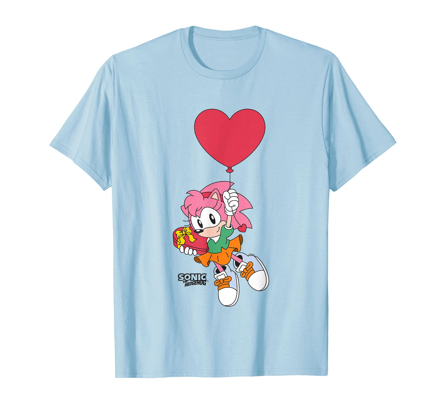 Sonic The Hedgehog Valentine's Day Cute Amy Rose Chest Logo T-Shirt