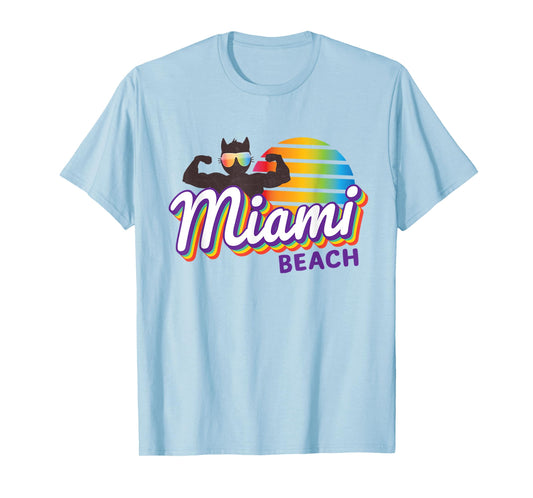 Miami Muscle Cool Retro Cat Weight Lifter MIA (Miami) Cat T-Shirt