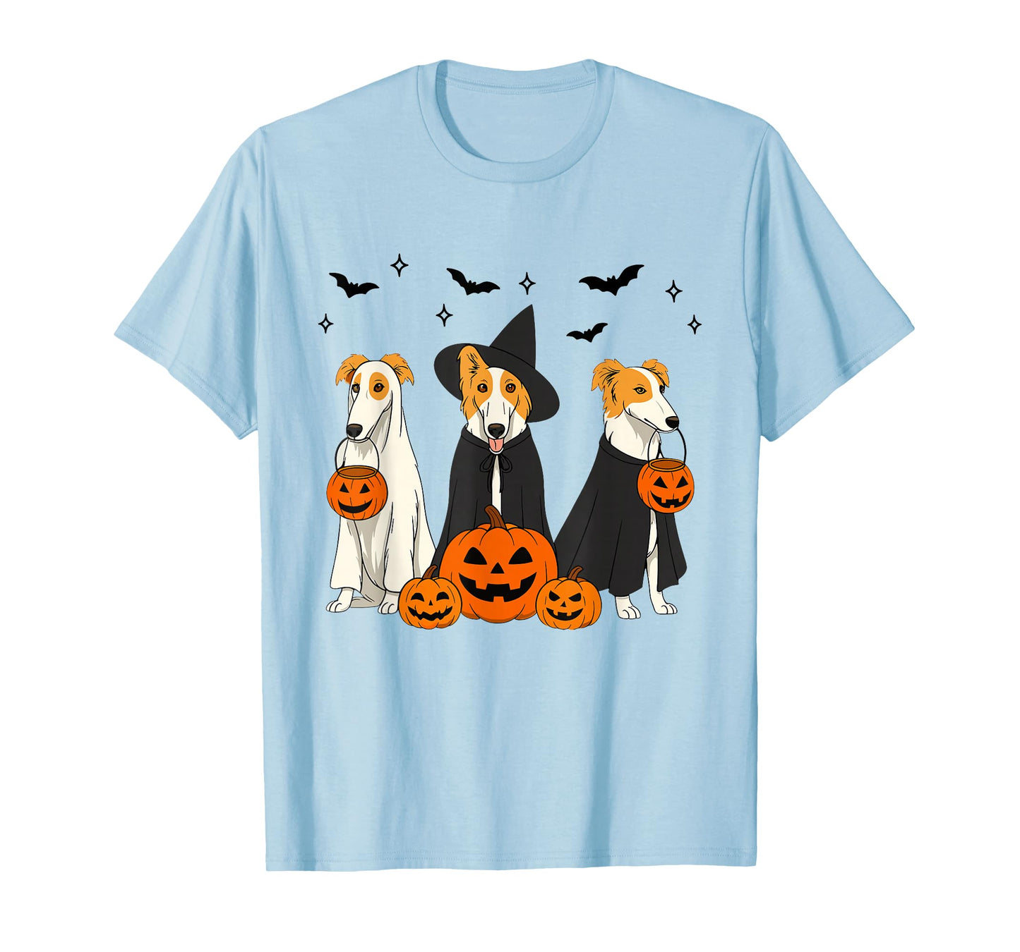 Witch Borzoi Dog Halloween Spooky Borzoi Dog Mom Dog Lover T-Shirt