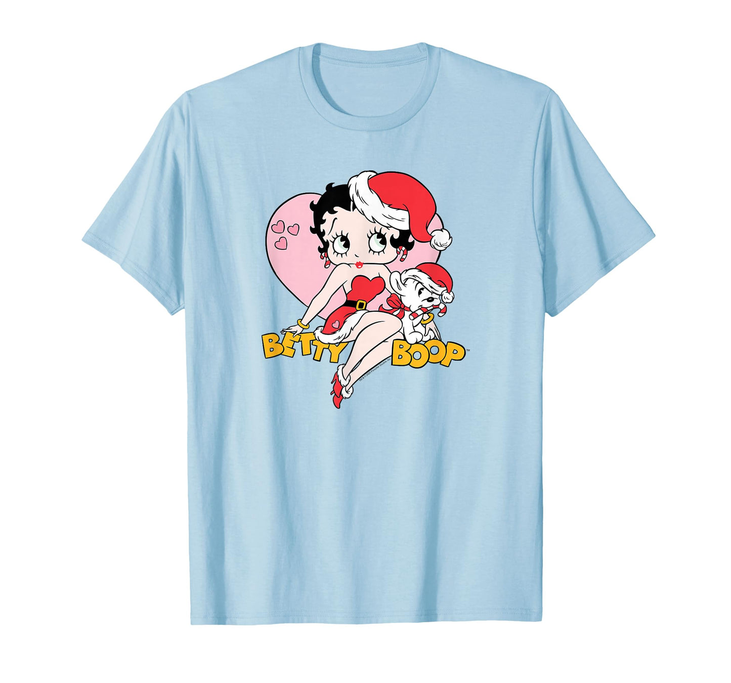 Betty Boop Christmas Betty and Pudgy Santa Hats Christmas T-Shirt