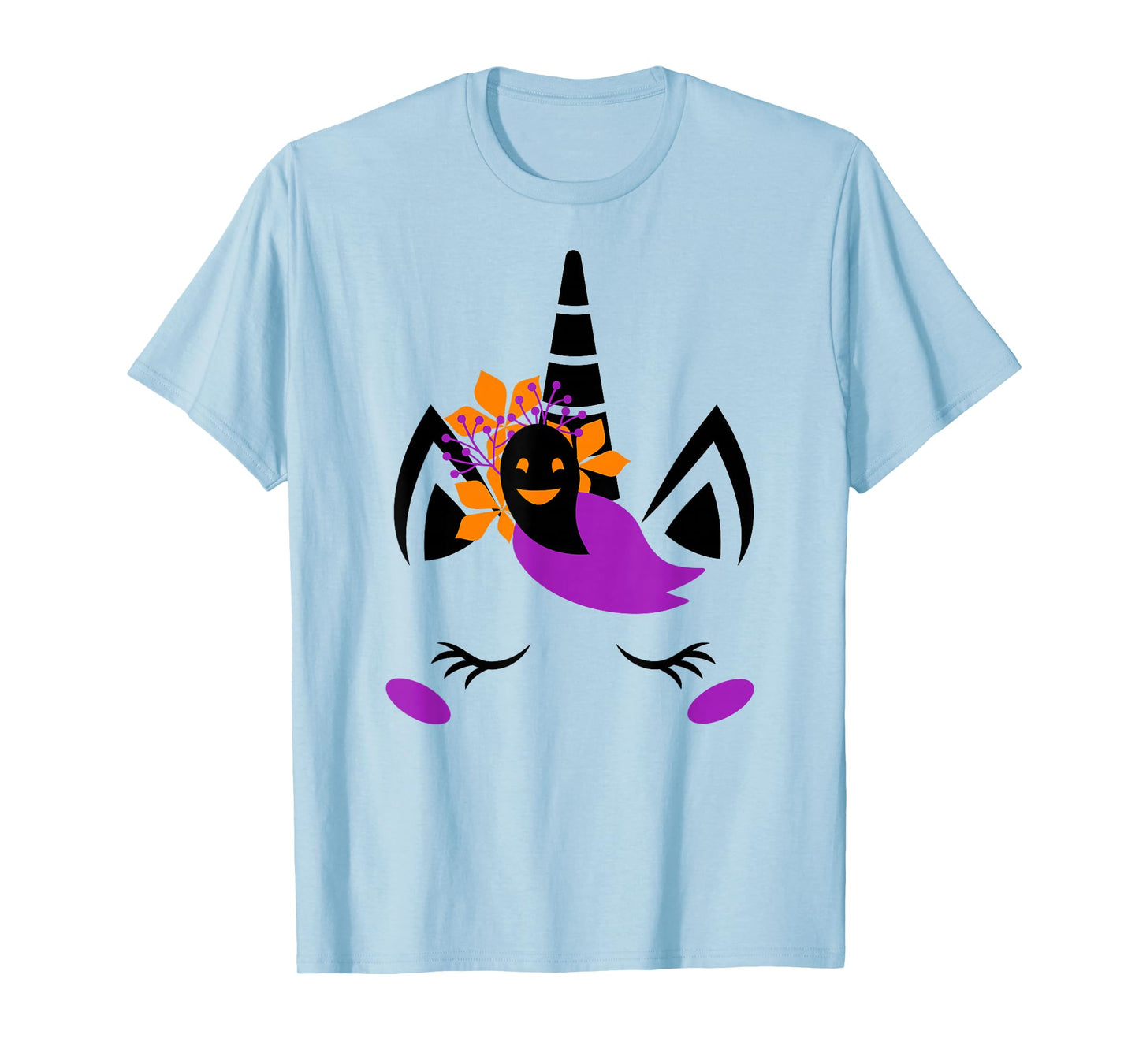 Unicorn Face Eyelashes Cute Ghost Scary Halloween Costume T-Shirt