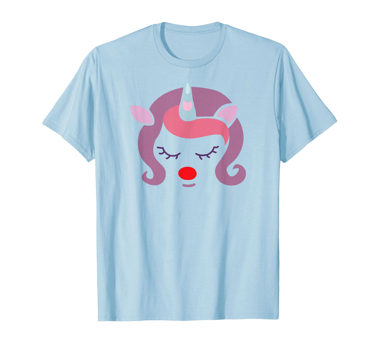 Unicorn Face Cute Christmas Santa Reindeer Funny T-Shirt