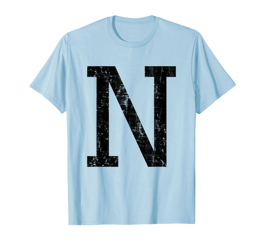 Letter N Capital Alphabet Initial School College Varsity T-Shirt