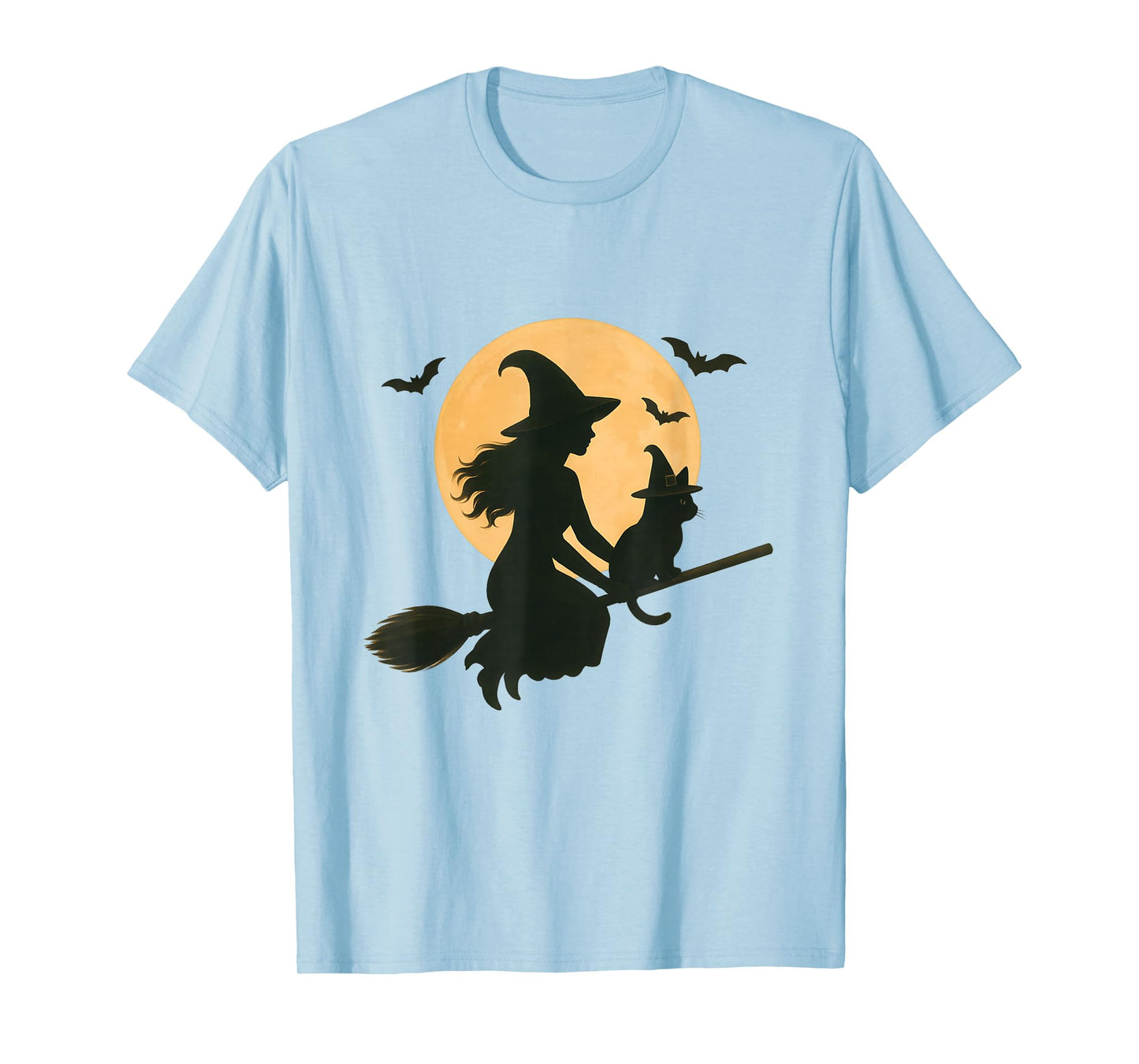 Witch and Cute Cat Black Kitten for Halloween Costume Party T-Shirt