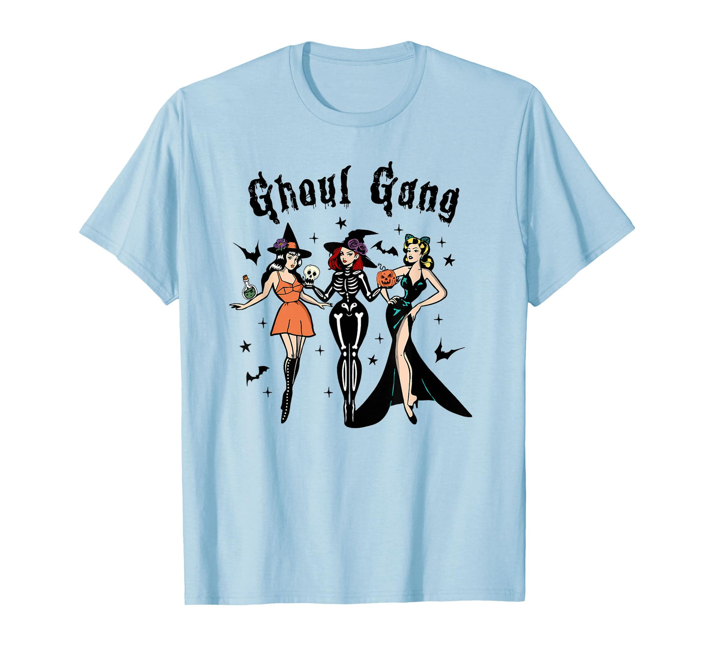 Ghoul Gang Retro Pin Up Halloween Witches Party Men Women Kids T-Shirt
