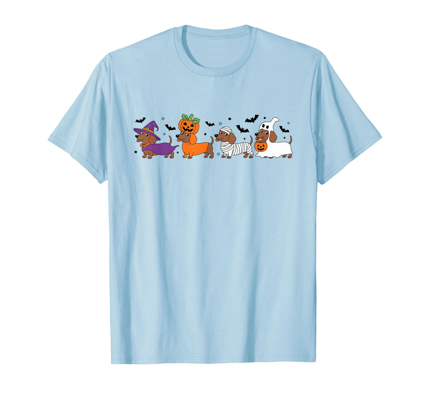 Funny Halloween Dachshund Costume Dogs Witch Pumpkin Ghost T-Shirt