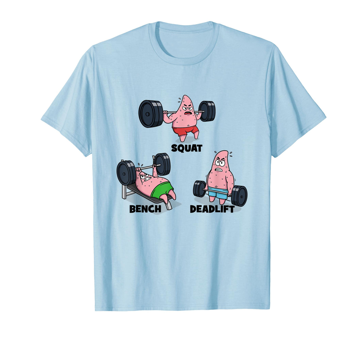 Patrick - Squat, Bench, Deadlift, Funny Cartoon Powerlifting T-Shirt