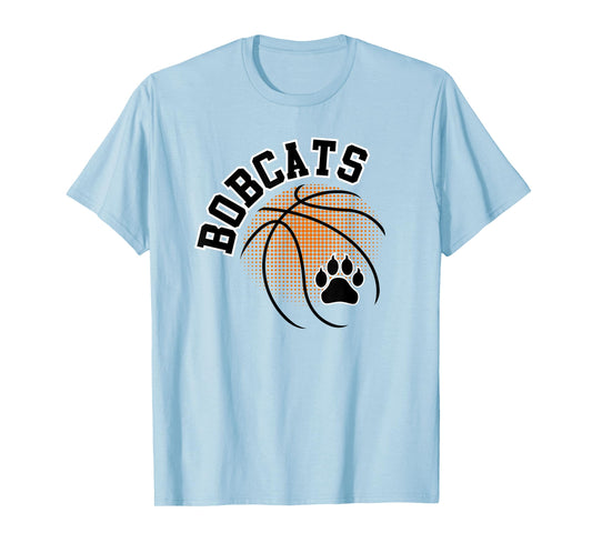 Bobcats Basketball Paw Print Game Day Mascot School Spirit T-Shirt