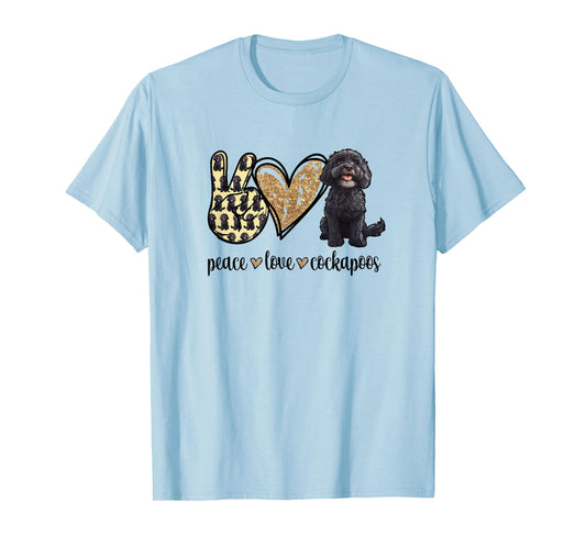 Cute Illustration Peace Love Black Cockapoo Lover T-Shirt