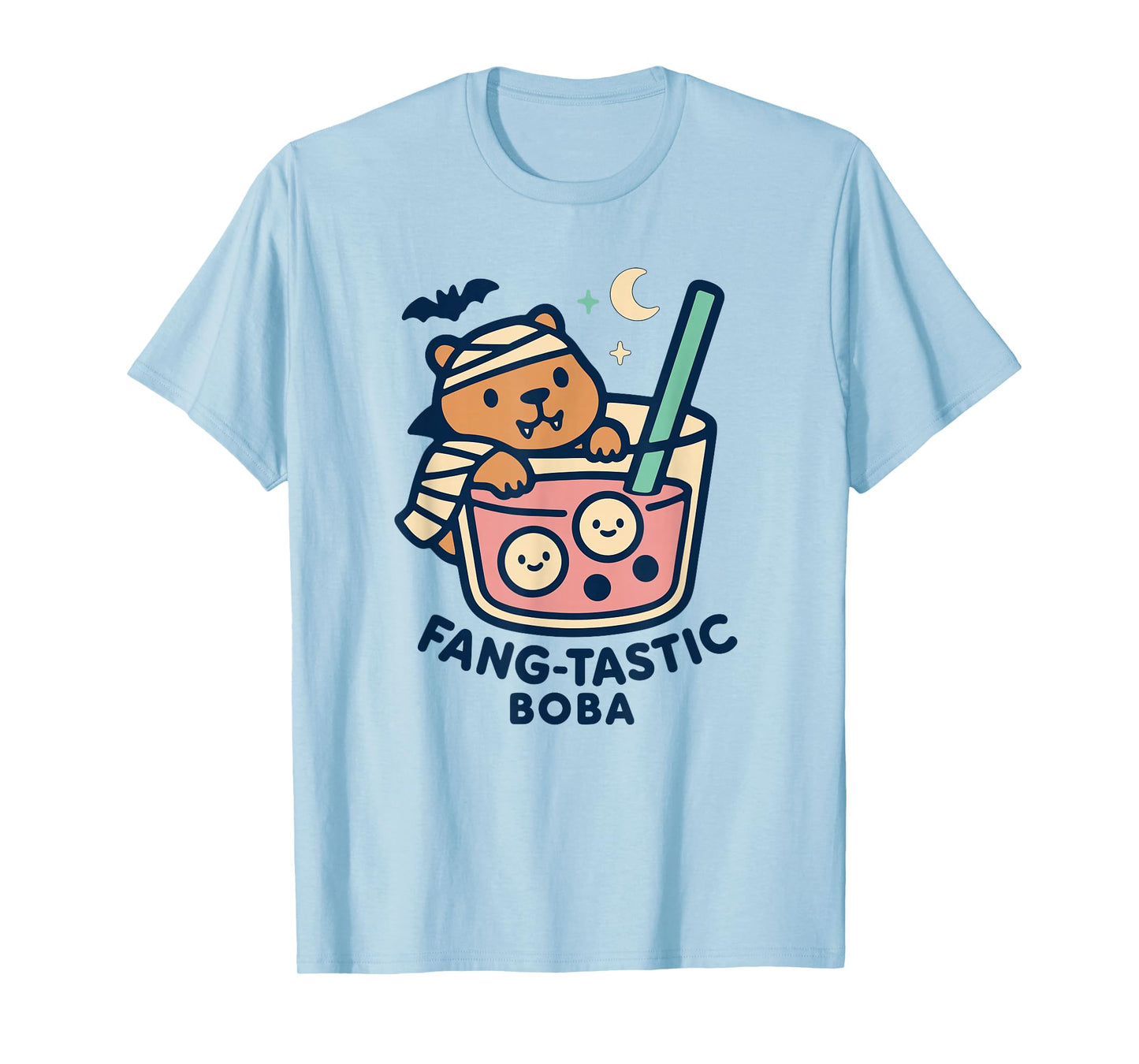 Spooky Fang Capybara Witch Boba Tea for Halloween Kawaii T-Shirt