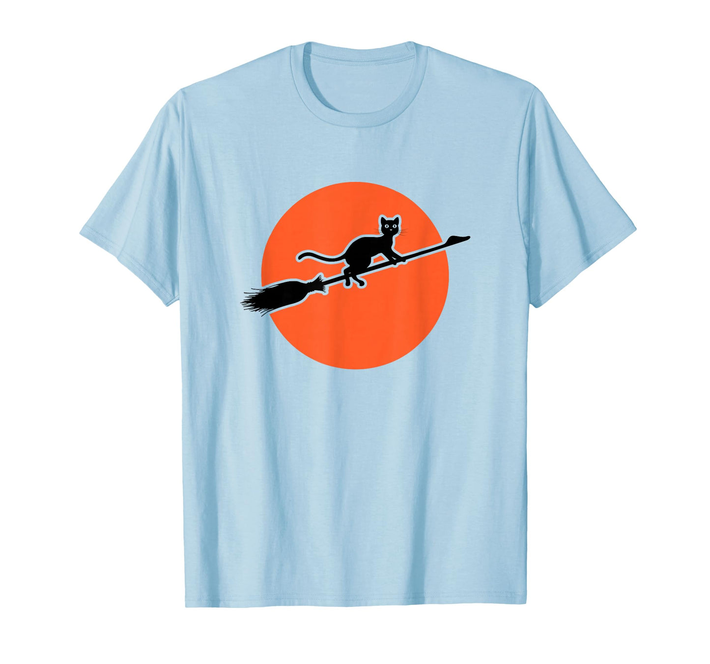 Black Cat Flying On Broomstick T-Shirt