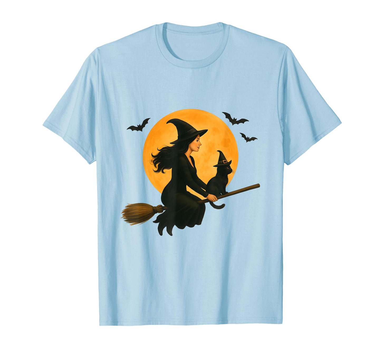 Cute Cat Black Kitten and Witch for Halloween Costume Party T-Shirt