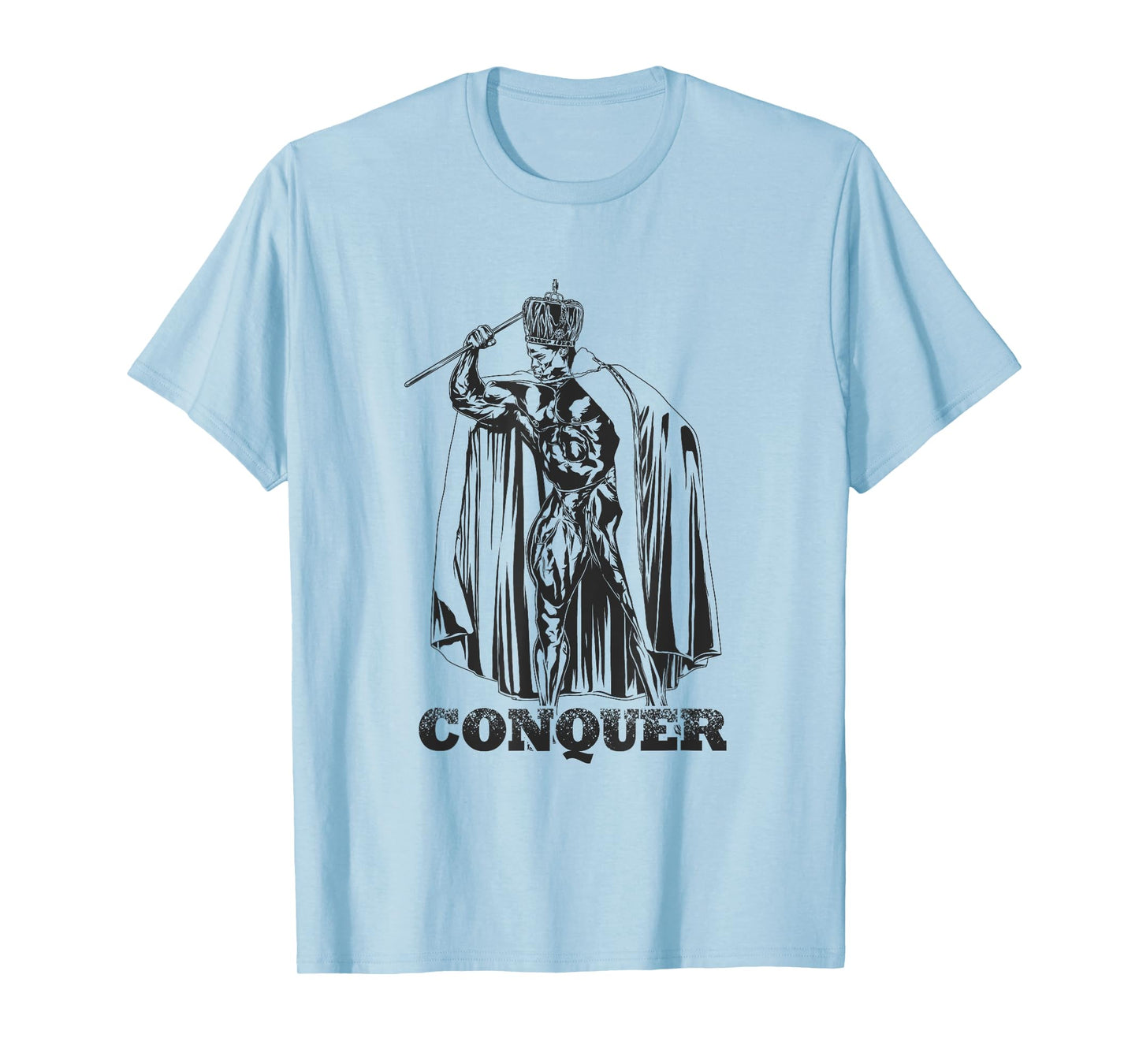 Bodybuilding Gym Workout Lift Motivational Gifts Conquer, Ronnie Coleman Mr. Olympia Unisex-Adults T-Shirt Grey Small Classic Fit Short Sleeve T-Shirt