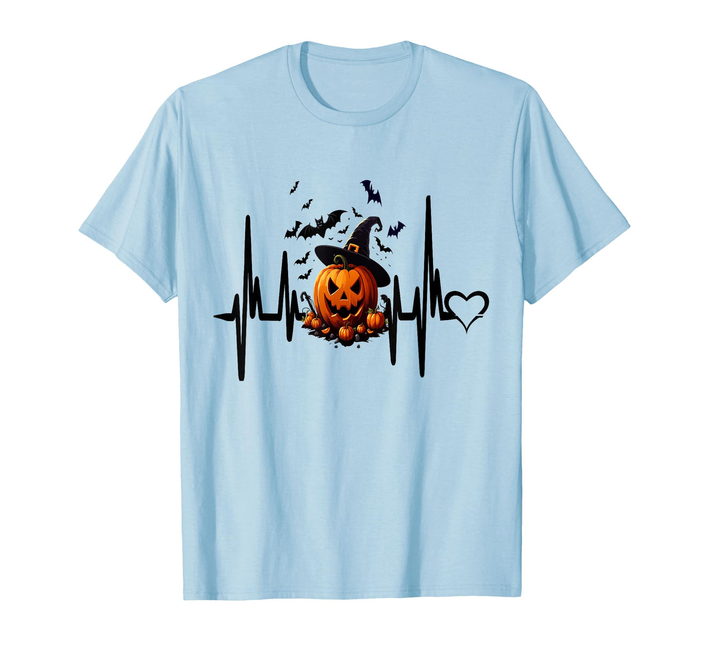 Funny Pumpkin Heartbeat Halloween for Women Men Kids T-Shirt