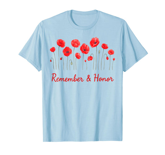 Womens Honor remember Memorial Day Poppy Flower Patriotic T-Shirt