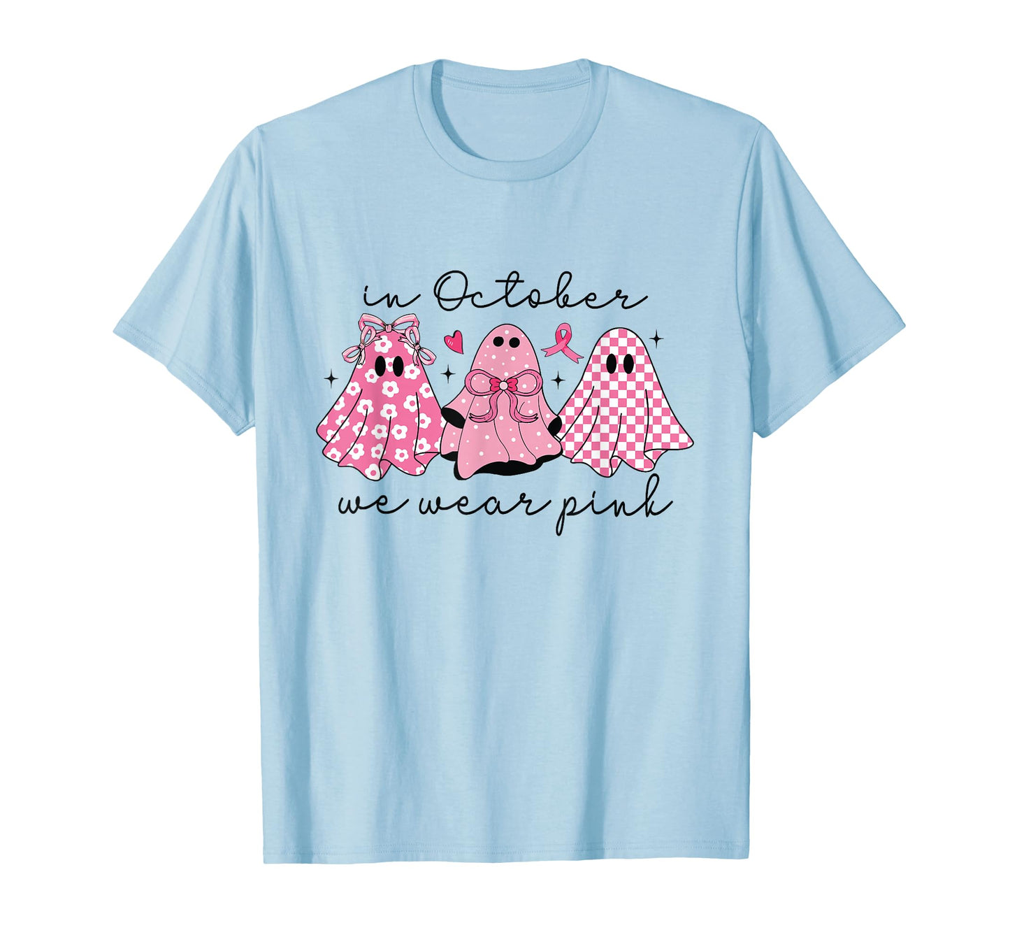 in October We Wear Pink Coquette Breast Cancer Halloween T-Shirt