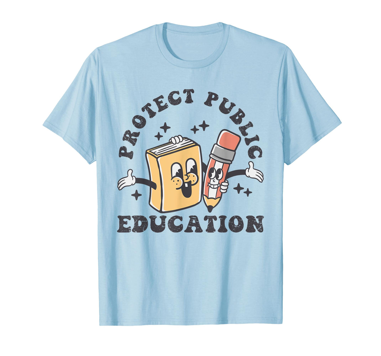 Protect Public Education Groovy Retro Design School Tee T-Shirt