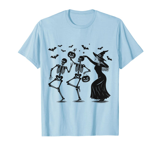 Dancing Skeletons & Witch Halloween Party Design T-Shirt