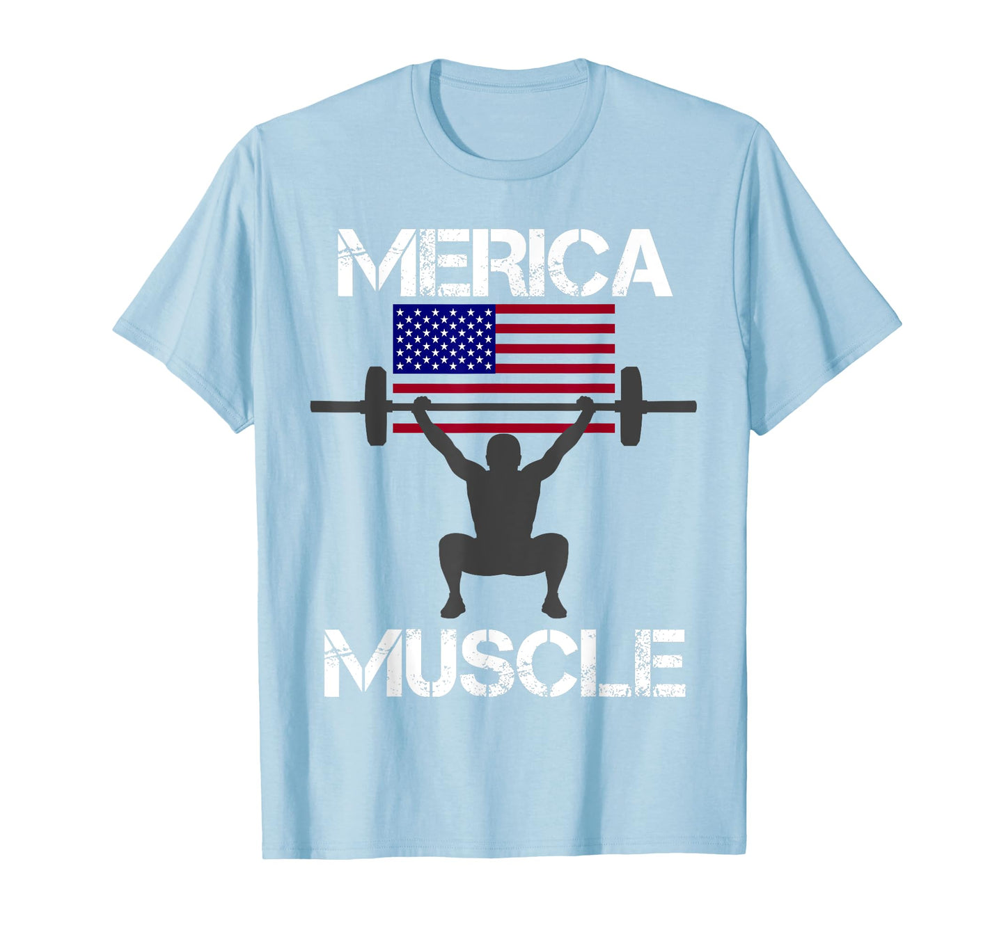 Merica Muscle 4th Of July American Flag Workout Gym Shirt T-Shirt