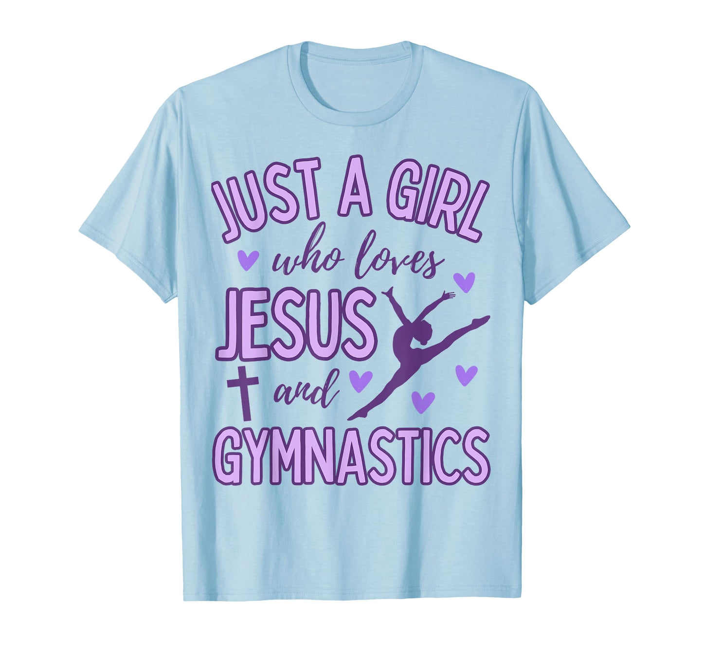 Just A Girl Who Loves Jesus and Gymnastics Christian Purple T-Shirt
