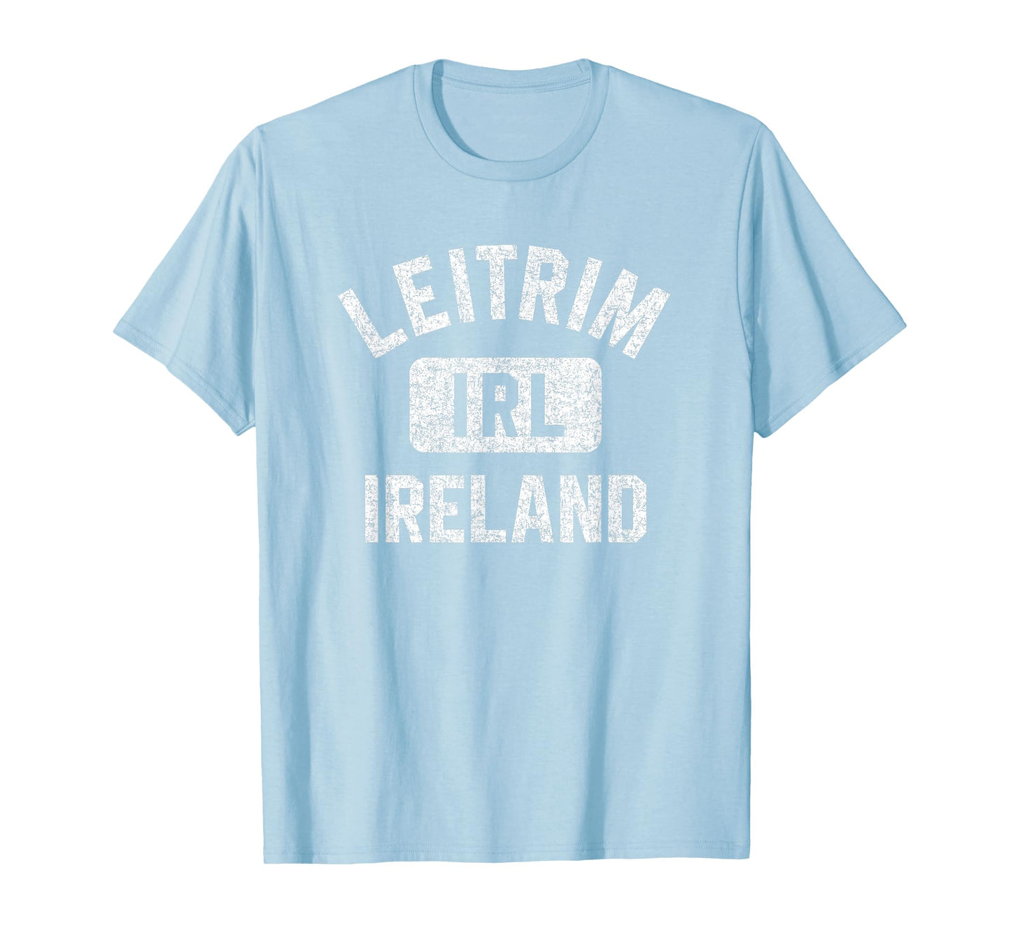 Leitrim Ireland IRL Gym Style Green w Distressed White Print T-Shirt