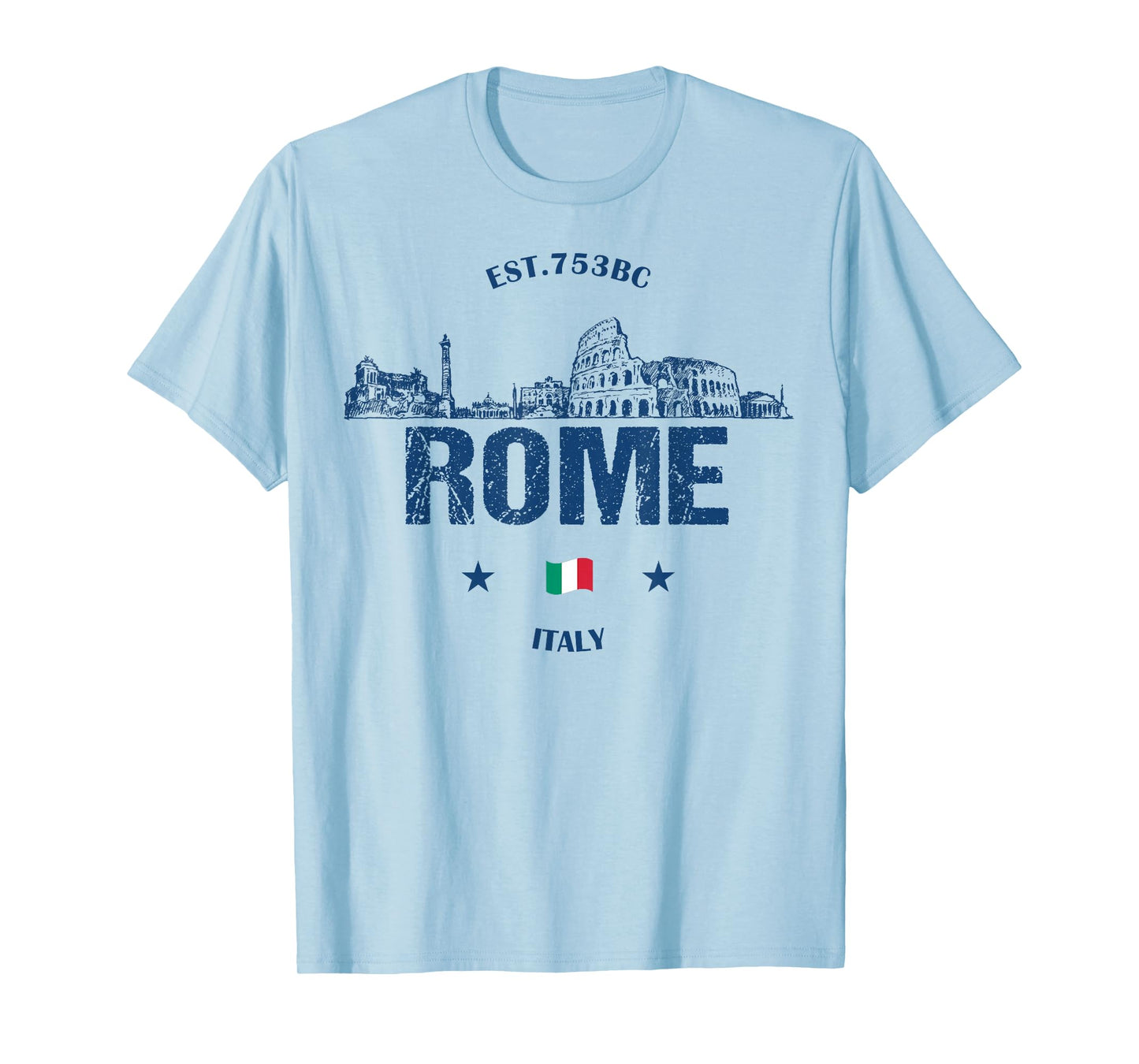 Rome Historical Landmarks Vintage Italy Flag T-Shirt