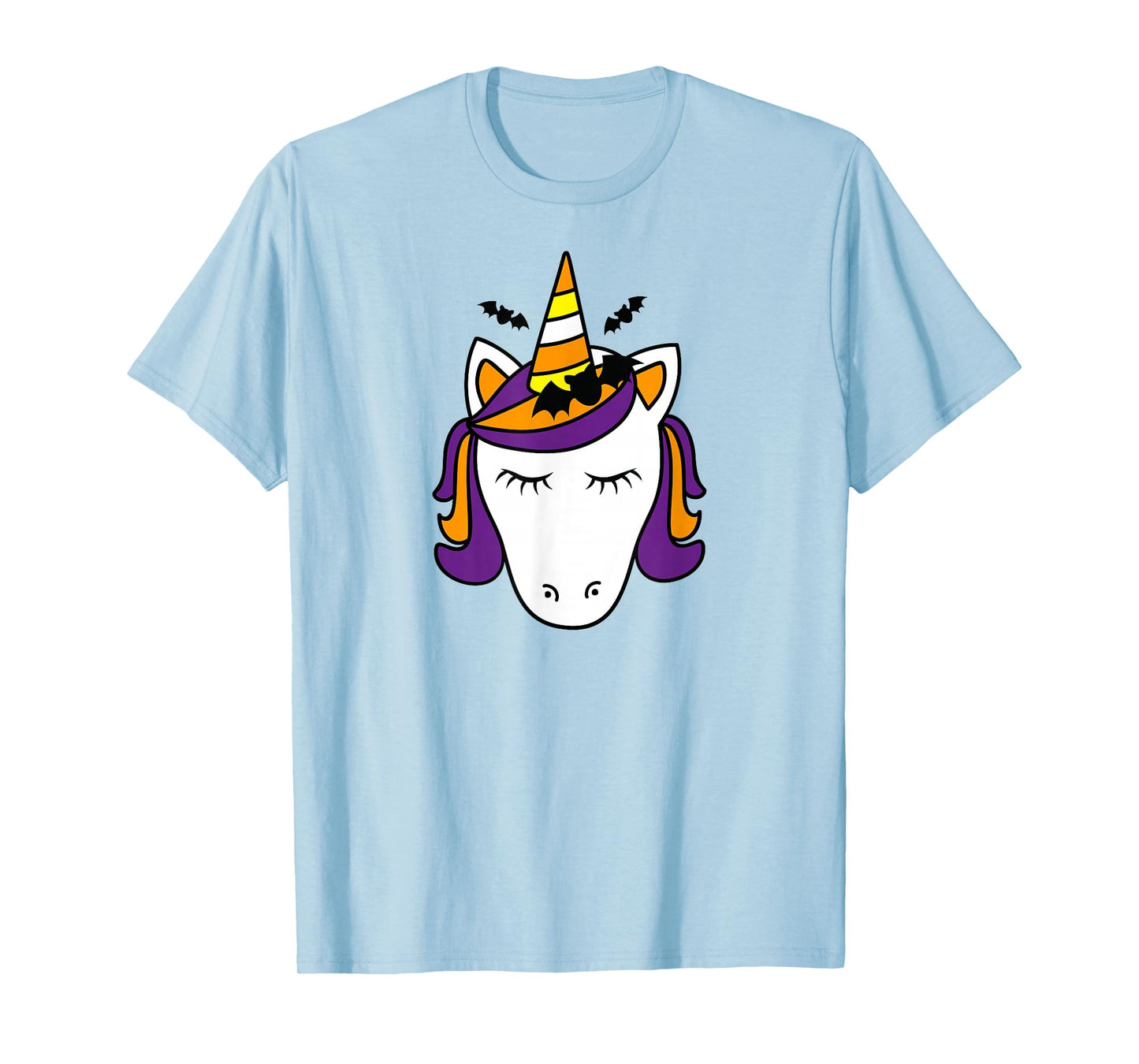 Unicorn Face Eyelashes Bat Spooky Cute Halloween Costume T-Shirt