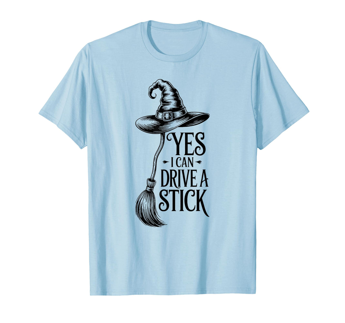 Halloween I Can Drive A Stick Funny Vintage Witch Men Women T-Shirt