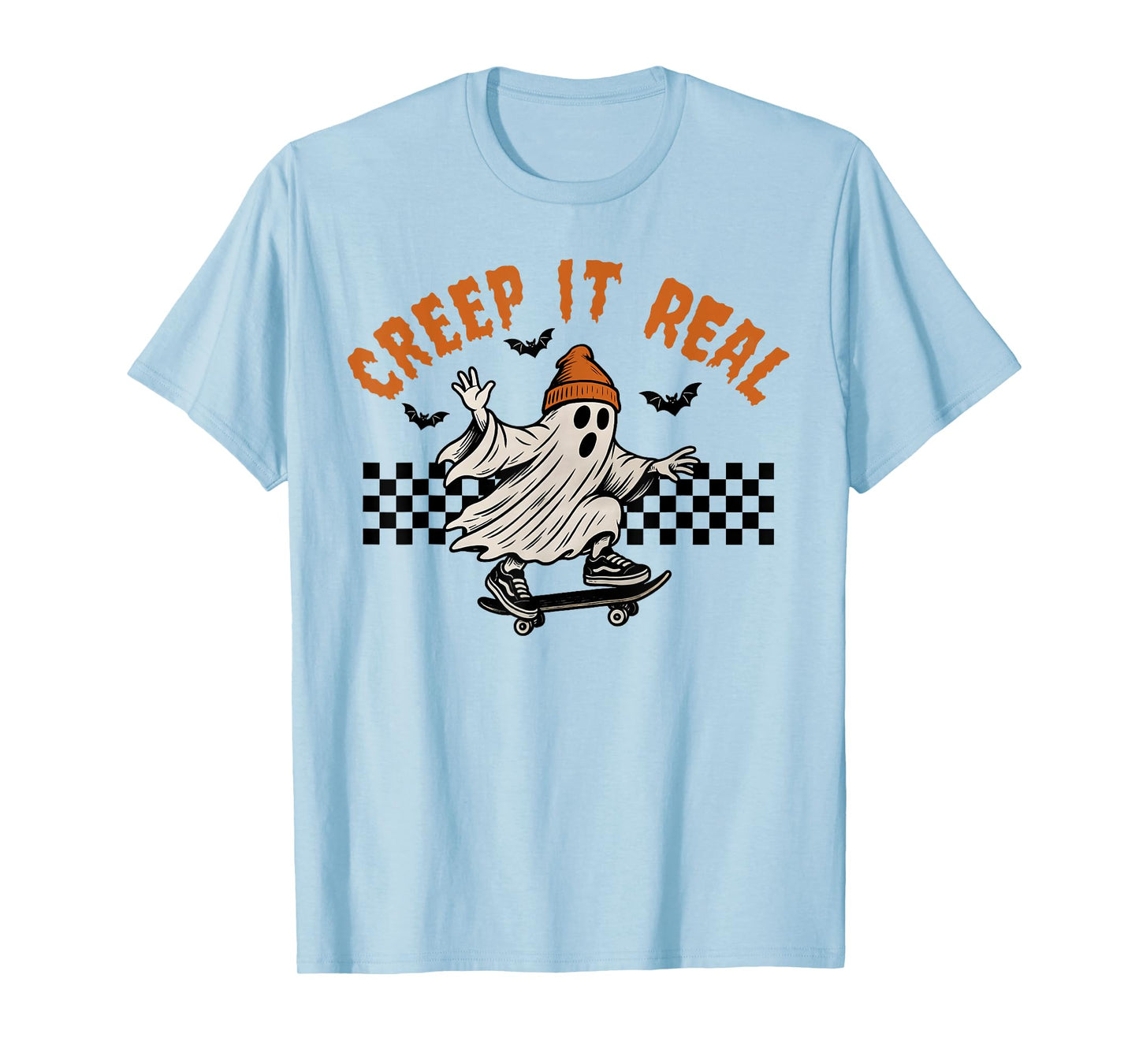 Creep It Real Ghost Skater Halloween Costume Men Boys Kids T-Shirt