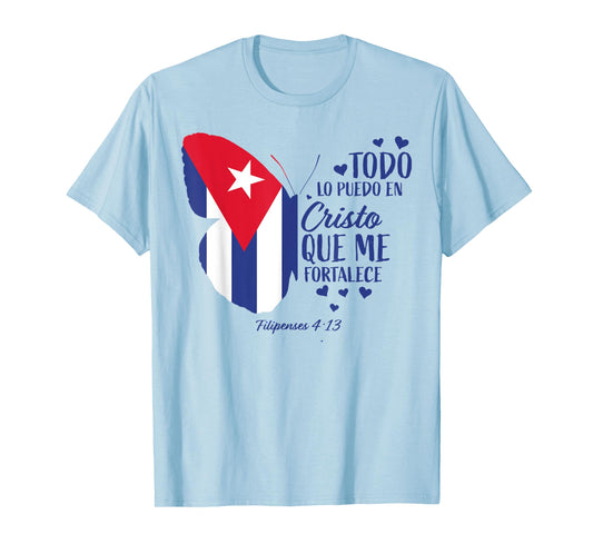 Regalos Cristianos Mujeres Mariposa Cristo Bandera Cubana T-Shirt