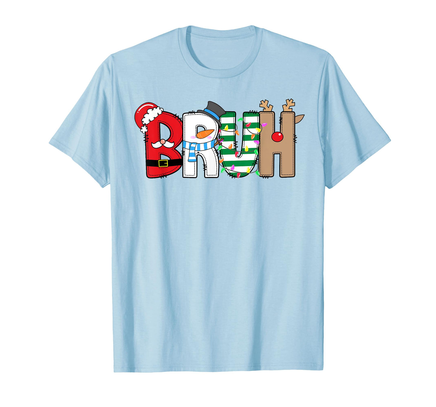Bruh Santa Snowman Elf Reindeer Merry Christmas Xmas Pajamas T-Shirt