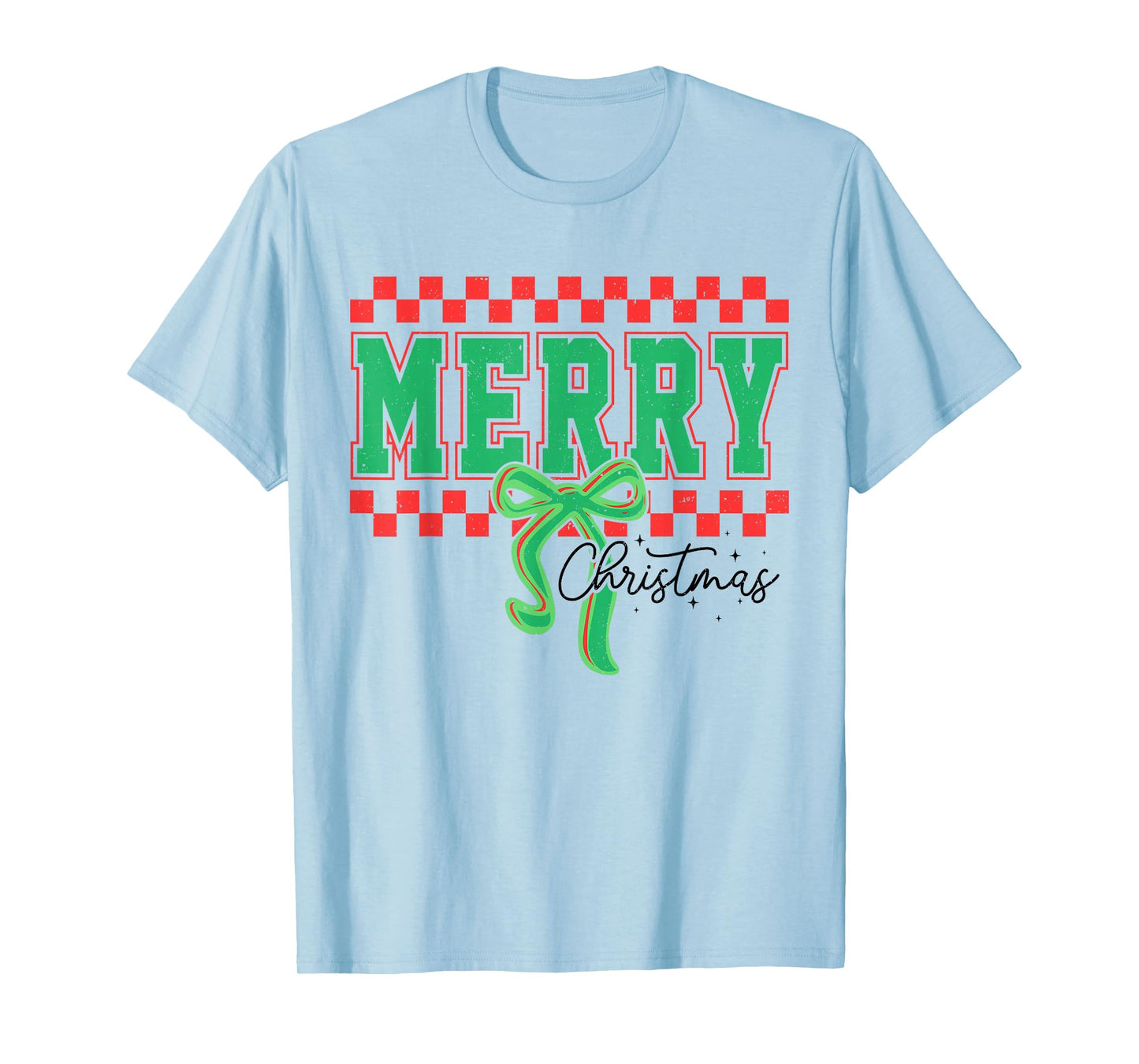 Coquette Merry Christmas Checkered Xmas Holiday Women Kids T-Shirt