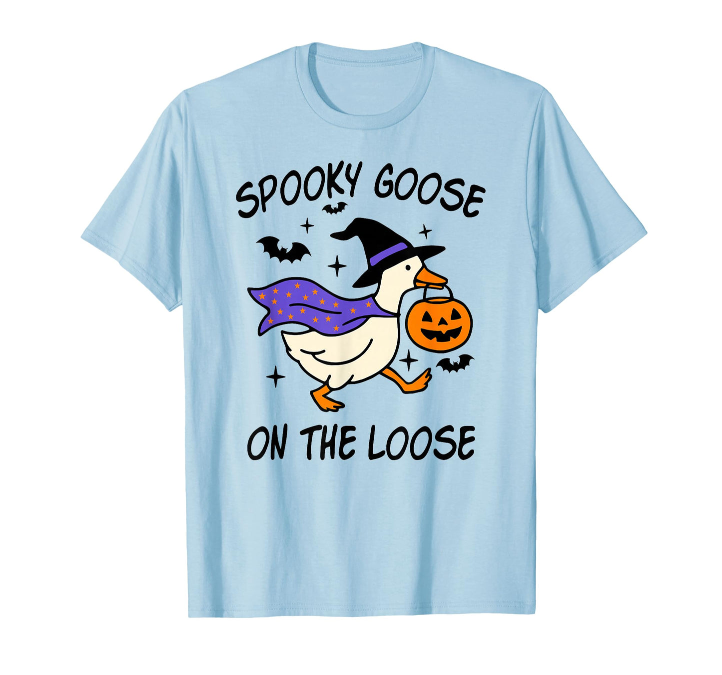 Spooky Goose On The Loose Witches Hat & Cape Funny Halloween T-Shirt