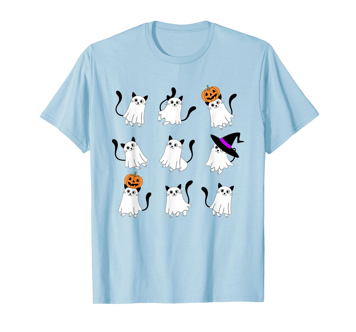 Cute Ghost Cat Funny Halloween Outfit Costumes Black Cat T-Shirt
