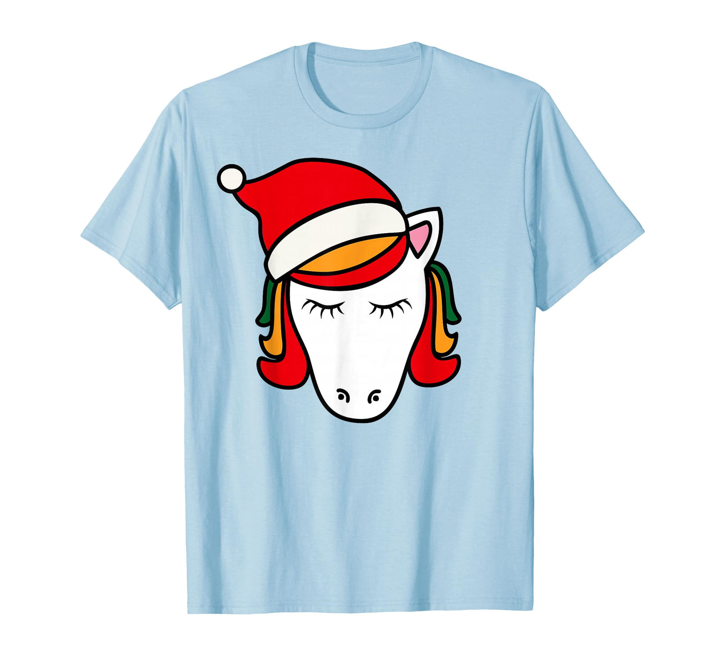 Unicorn with Santa Hat Cute Christmas Costume T-Shirt