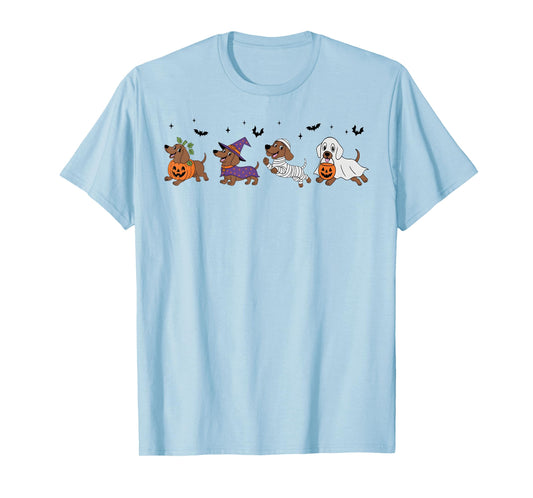 Dachshund Dog Witch Happy Halloweenie Spooky Season T-Shirt