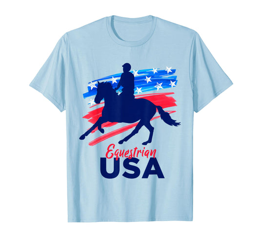 Equestrian Horse Rider Support Team Flag USA American T-Shirt