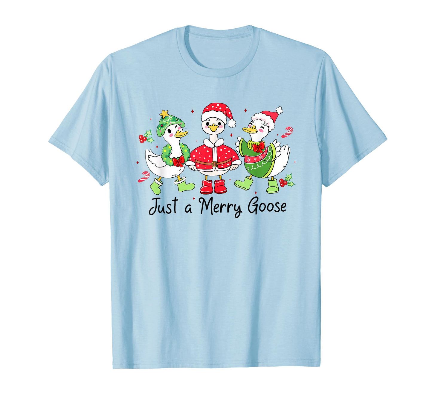 Retro Just A Merry Goose Funny Cute Goose Lovers Merry Xmas T-Shirt