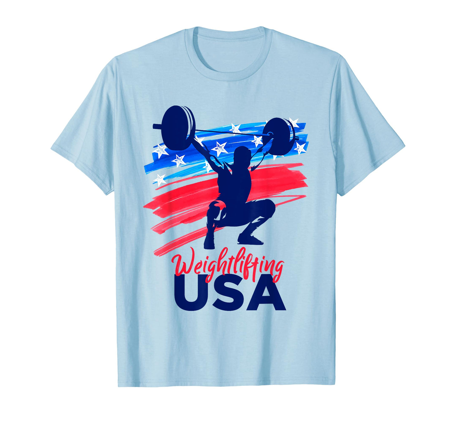 Weightlifting Support Team Flag USA Weights American T-Shirt
